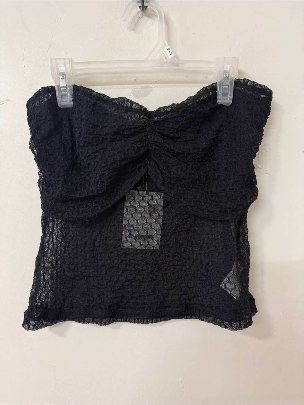 OAK + FORT Black Textured Strapless Ruched Tube Top